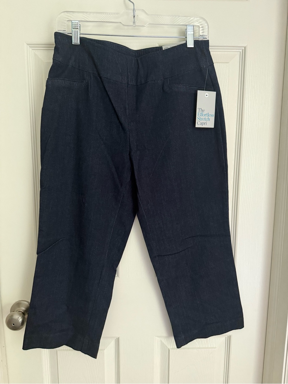croft & barrow navy blue denim stretch capris